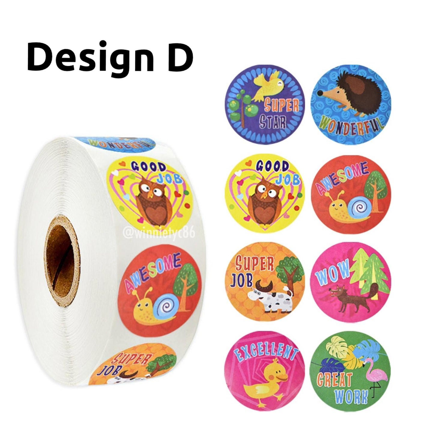 500pcs Reward Stickers Roll for Kids & Teachers