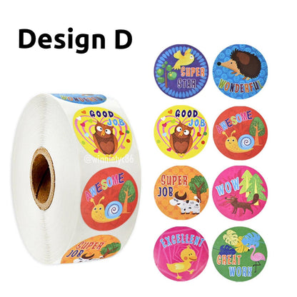 500pcs Reward Stickers Roll for Kids & Teachers