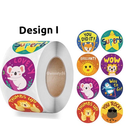 500pcs Reward Stickers Roll for Kids & Teachers