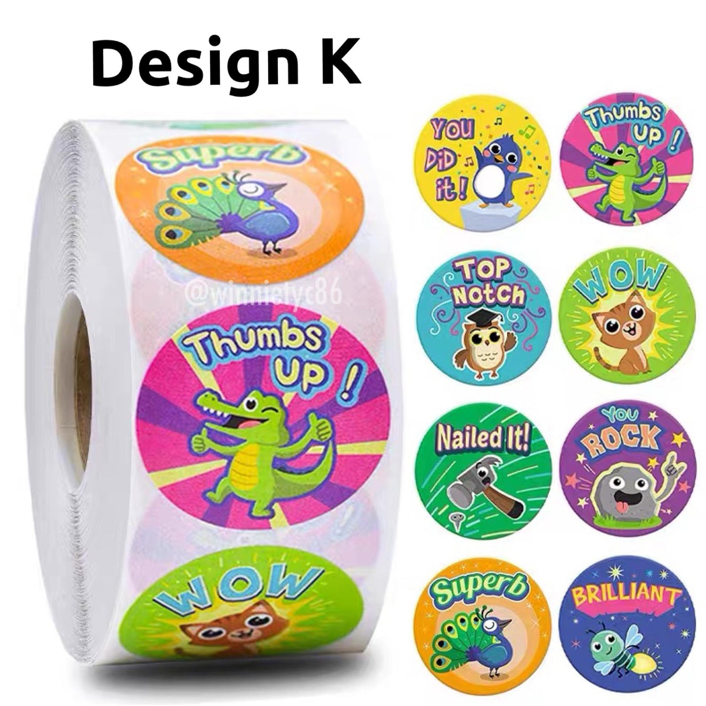 500pcs Reward Stickers Roll for Kids & Teachers