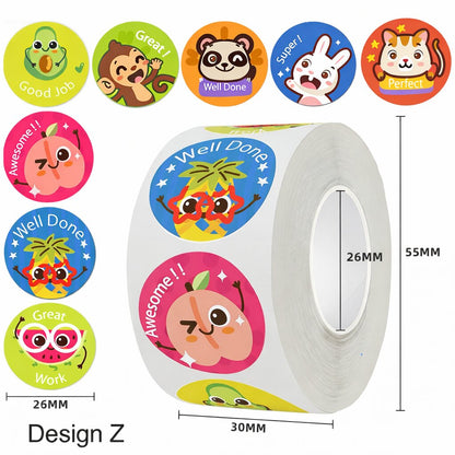 500pcs Reward Stickers Roll for Kids & Teachers
